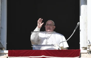 Pope Francis waves to pilgrims and visitors gathered for the Angelus on Dec. 29, 2024, in St. Peter’s Square at the Vatican. Credit: Vatican Media